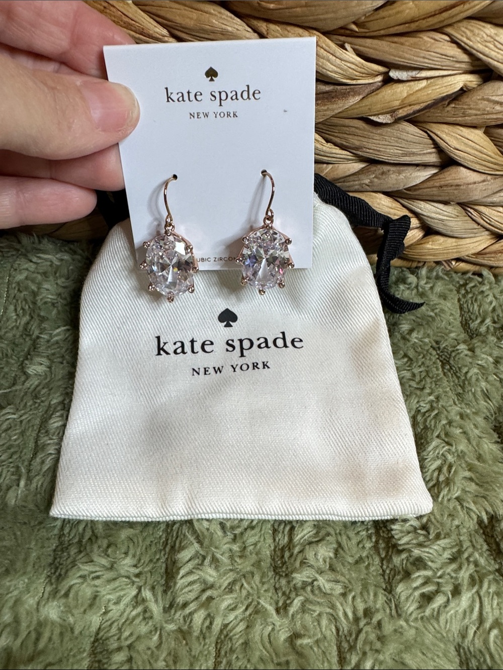 kate spade Rose Gold Crystal Cluster Drop Earrings - Clear Pink Tones